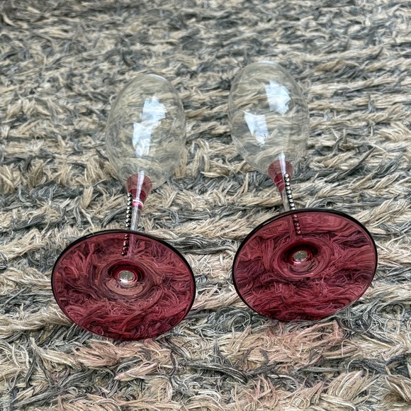 Franco Glass Champagne Flutes with Crystals & Pink Accents, One Pair - Picture 4 of 5